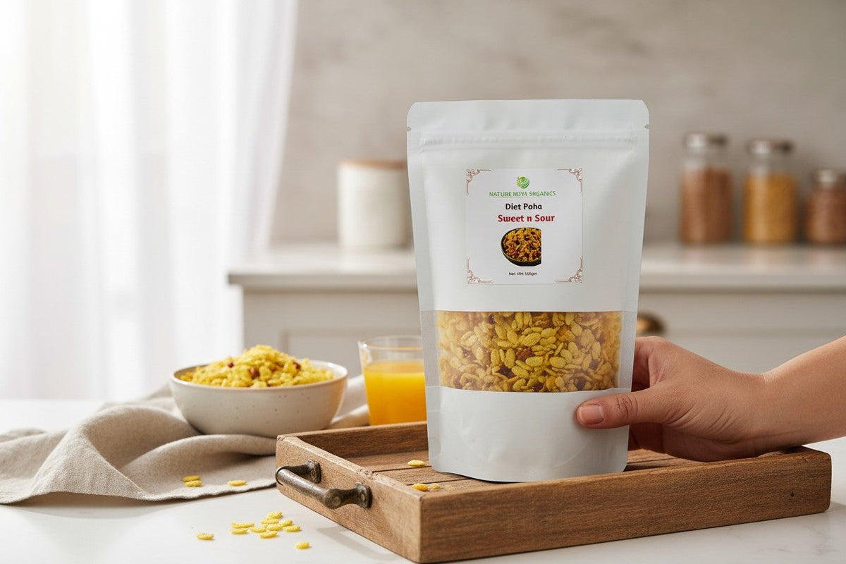 Organic sweet and sour poha snack pack